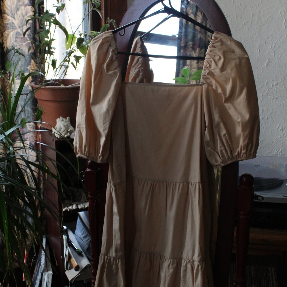 H&M Beige Puff Sleeve Dress XS NWOT